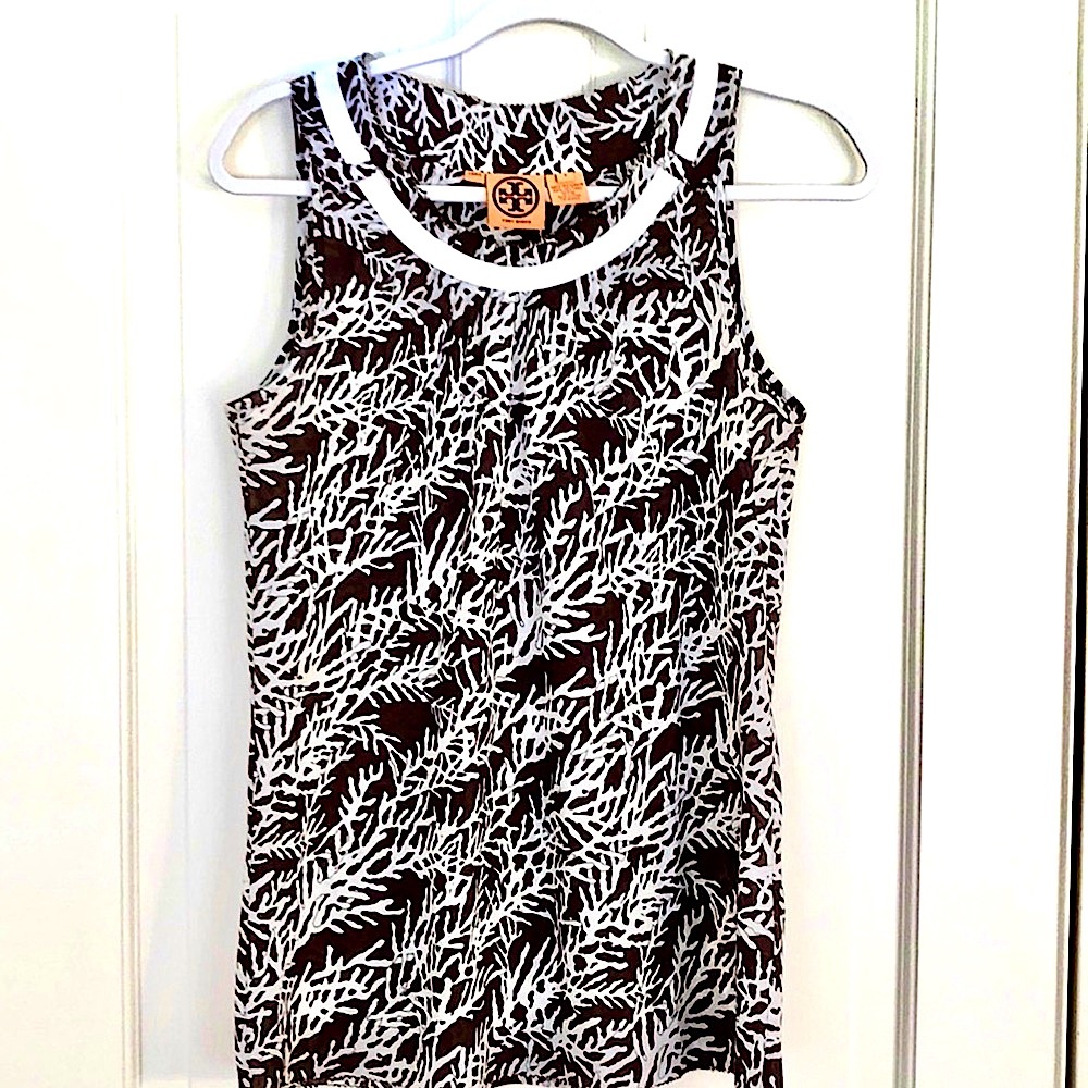Tory Burch brown white sleeveless print top 6